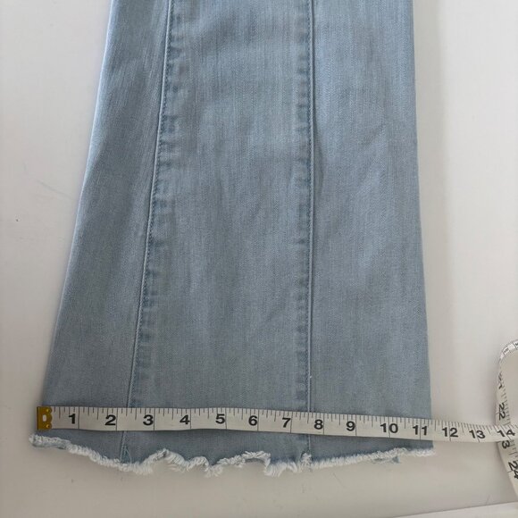 Ashley Mason Jeans 11 Blue Y2K Flare Light Wash High Rise Raw Hem Boho Soft Girl - Picture 11 of 15